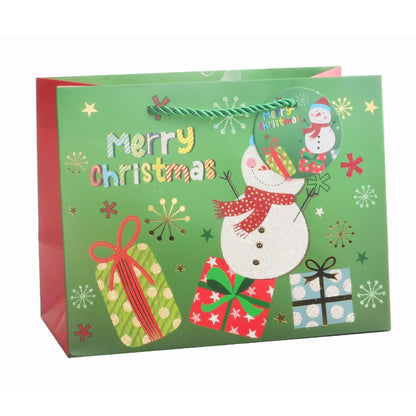 Giftrite Large Horizontal Christmas Paper Gift Bags with Handles & Gift Tags, 13" x 10" x 5", | Wholesale