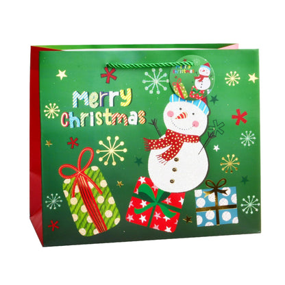 Giftrite Medium Horizontal Christmas Paper Gift Bags with Handles & Gift Tags, 9" x 7" x 4", Assorted | Wholesale