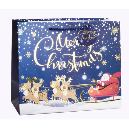 Giftrite Medium Horizontal Christmas Paper Gift Bags with Handles & Gift Tags, 9" x 7" x 4", Assorted | Wholesale