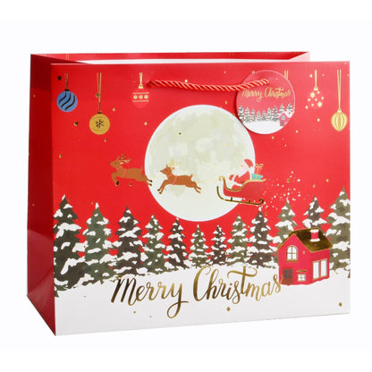 Giftrite Medium Horizontal Christmas Paper Gift Bags with Handles & Gift Tags, 9" x 7" x 4", Assorted | Wholesale
