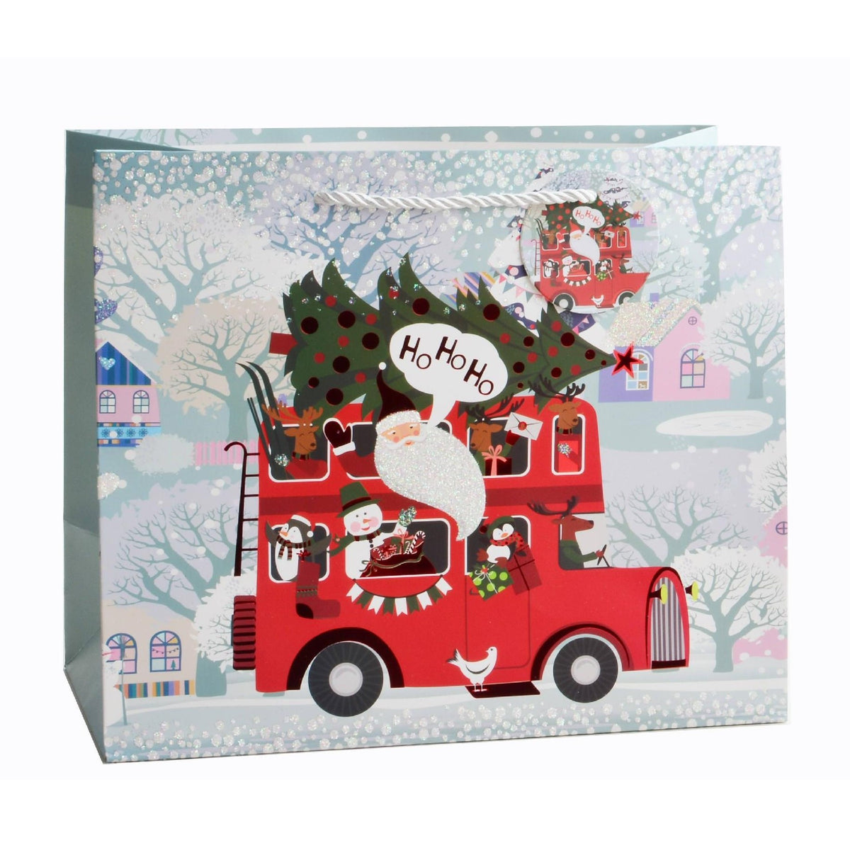 Giftrite Medium Horizontal Christmas Paper Gift Bags with Handles & Gift Tags, 9" x 7" x 4", Assorted | Wholesale