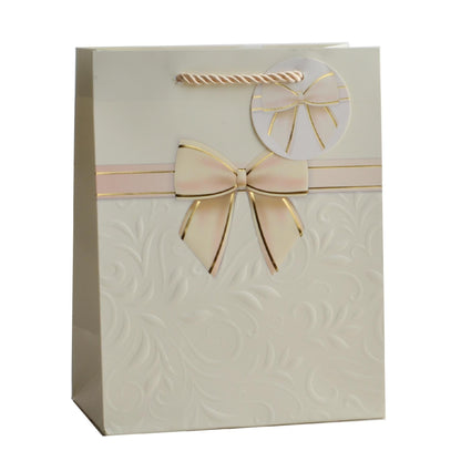 Giftrite Medium Embossed Floral Paper Gift Bags with Ribbon Bow Accent & Gift Tags, 9" x 7" x 4 - Assorted | Wholesale
