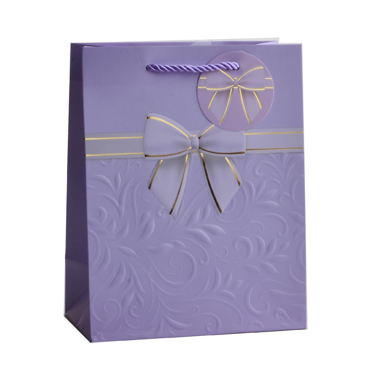 Giftrite Medium Embossed Floral Paper Gift Bags with Ribbon Bow Accent & Gift Tags, 9" x 7" x 4 - Assorted | Wholesale
