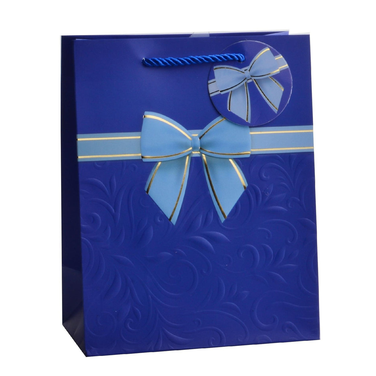 Giftrite Medium Embossed Floral Paper Gift Bags with Ribbon Bow Accent & Gift Tags, 9" x 7" x 4 - Assorted | Wholesale