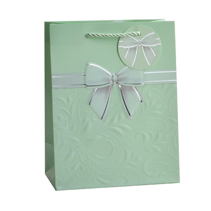 Giftrite Medium Embossed Floral Paper Gift Bags with Ribbon Bow Accent & Gift Tags, 9" x 7" x 4 - Assorted | Wholesale