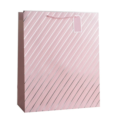 Giftrite Jumbo Foil Metallic Striped Paper Gift Bags with Handles & Gift Tags, 19" x 16" x 8", | Wholesale