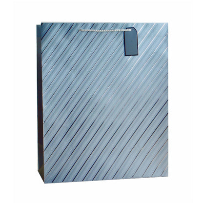 Giftrite Jumbo Foil Metallic Striped Paper Gift Bags with Handles & Gift Tags, 19" x 16" x 8", | Wholesale