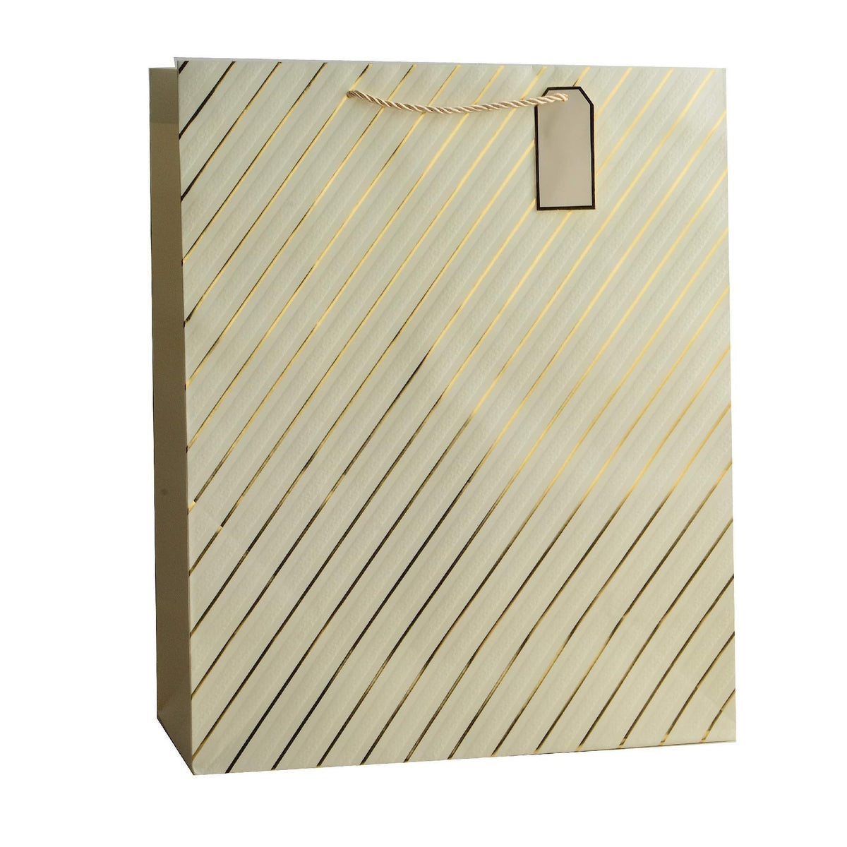Giftrite Jumbo Foil Metallic Striped Paper Gift Bags with Handles & Gift Tags, 19" x 16" x 8", | Wholesale