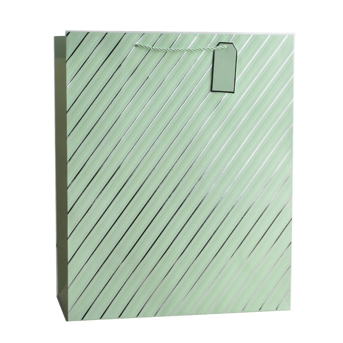 Giftrite Jumbo Foil Metallic Striped Paper Gift Bags with Handles & Gift Tags, 19" x 16" x 8", | Wholesale