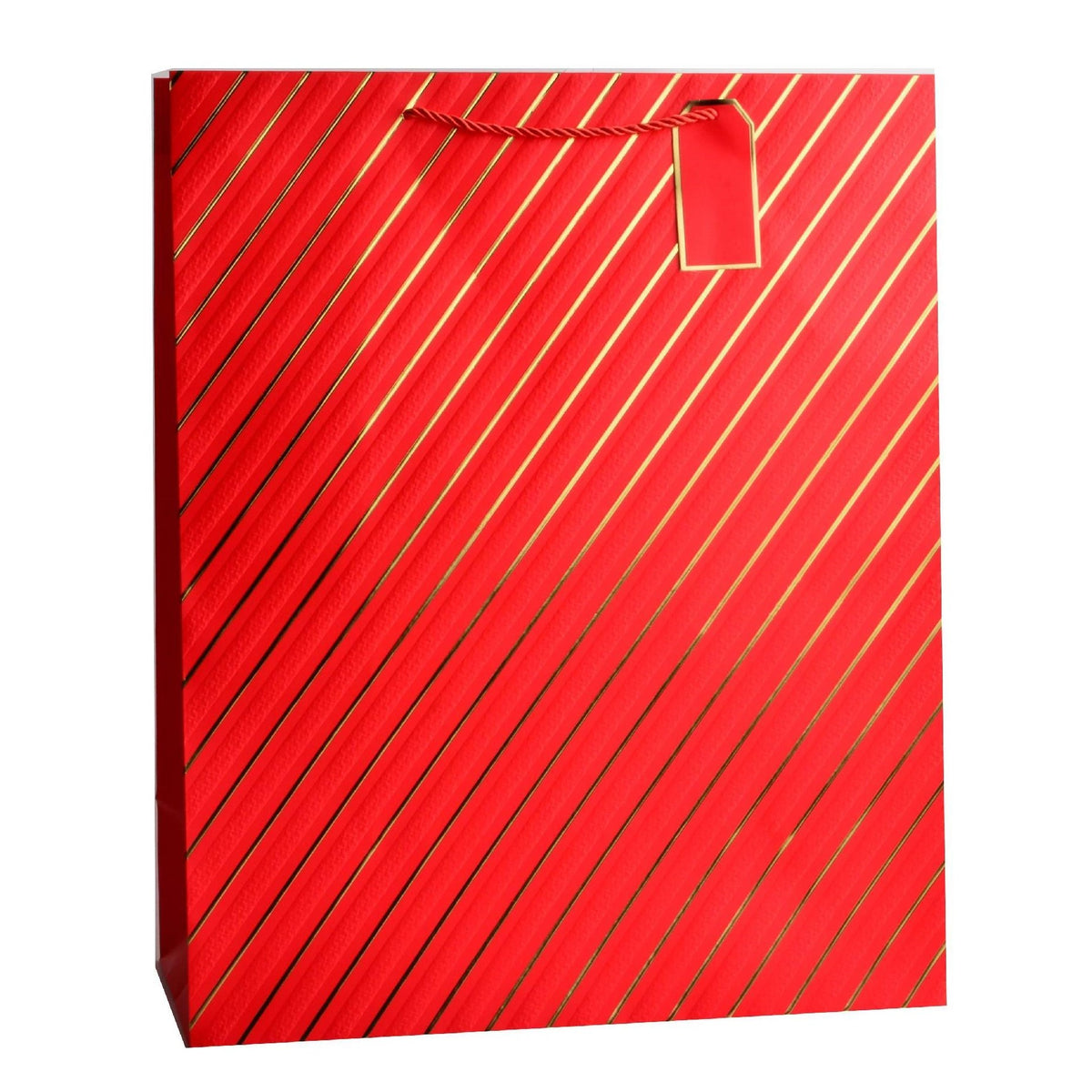 Giftrite Jumbo Foil Metallic Striped Paper Gift Bags with Handles & Gift Tags, 19" x 16" x 8", | Wholesale