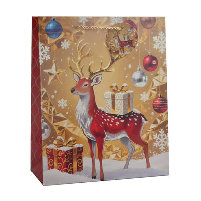 Giftrite 13" x 10" x 5" Large Christmas Gift Bags with Handles & Gift Tags (Assorted Designs) | Wholesale