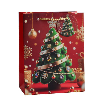 Giftrite 9" x 7" x 4" Medium Christmas Gift Bags with Handles & Gift Tags (Assorted Designs) | Wholesale