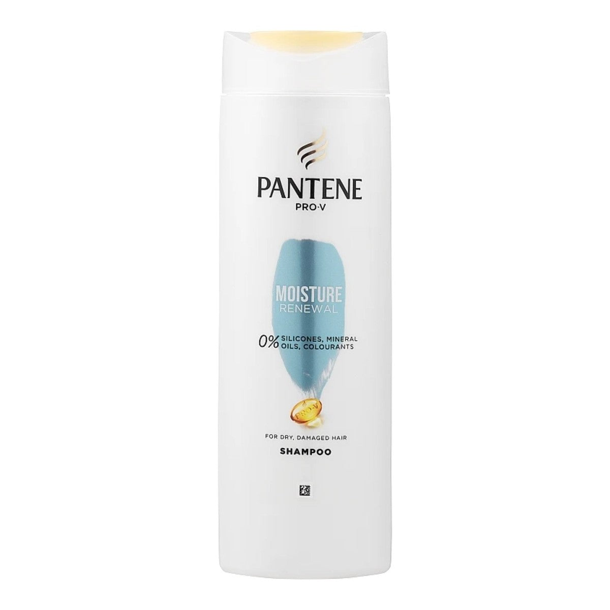 Pantene shampoo bottle on a white background